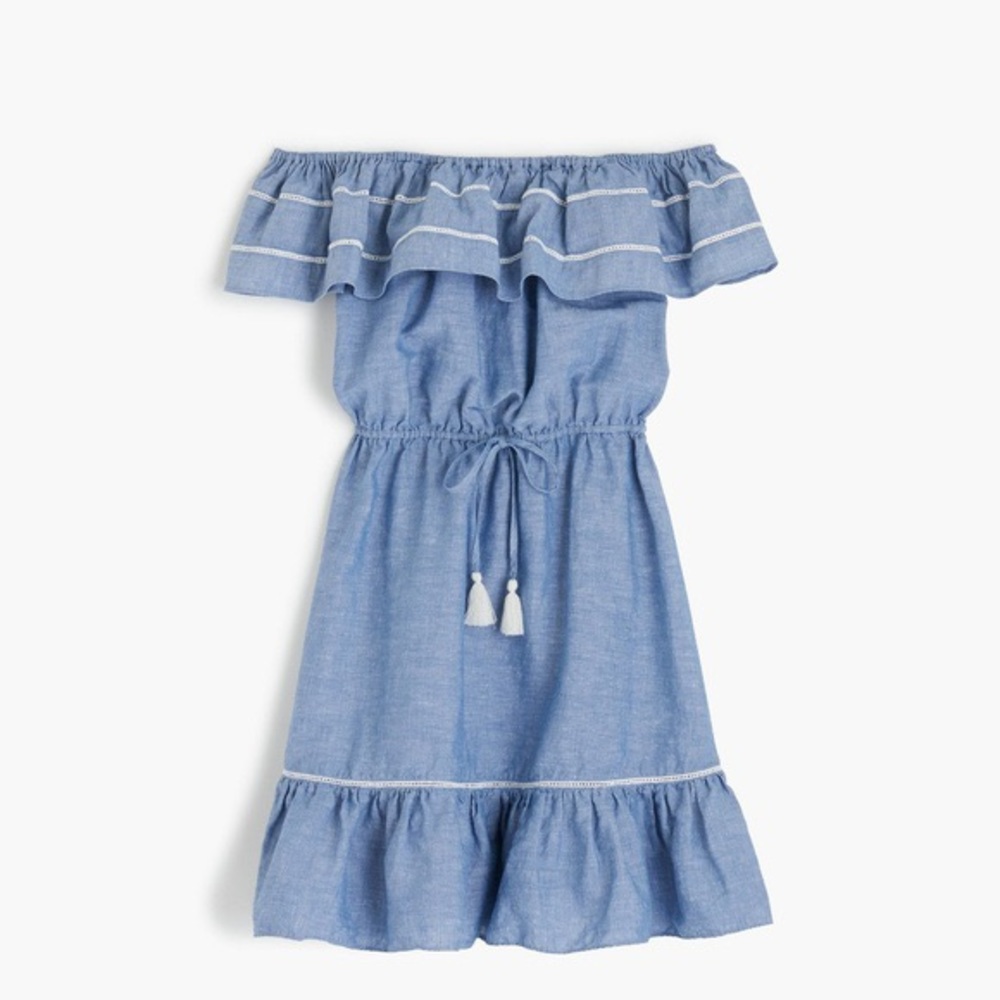 J. Crew Chambray Off The Shoulder Dress